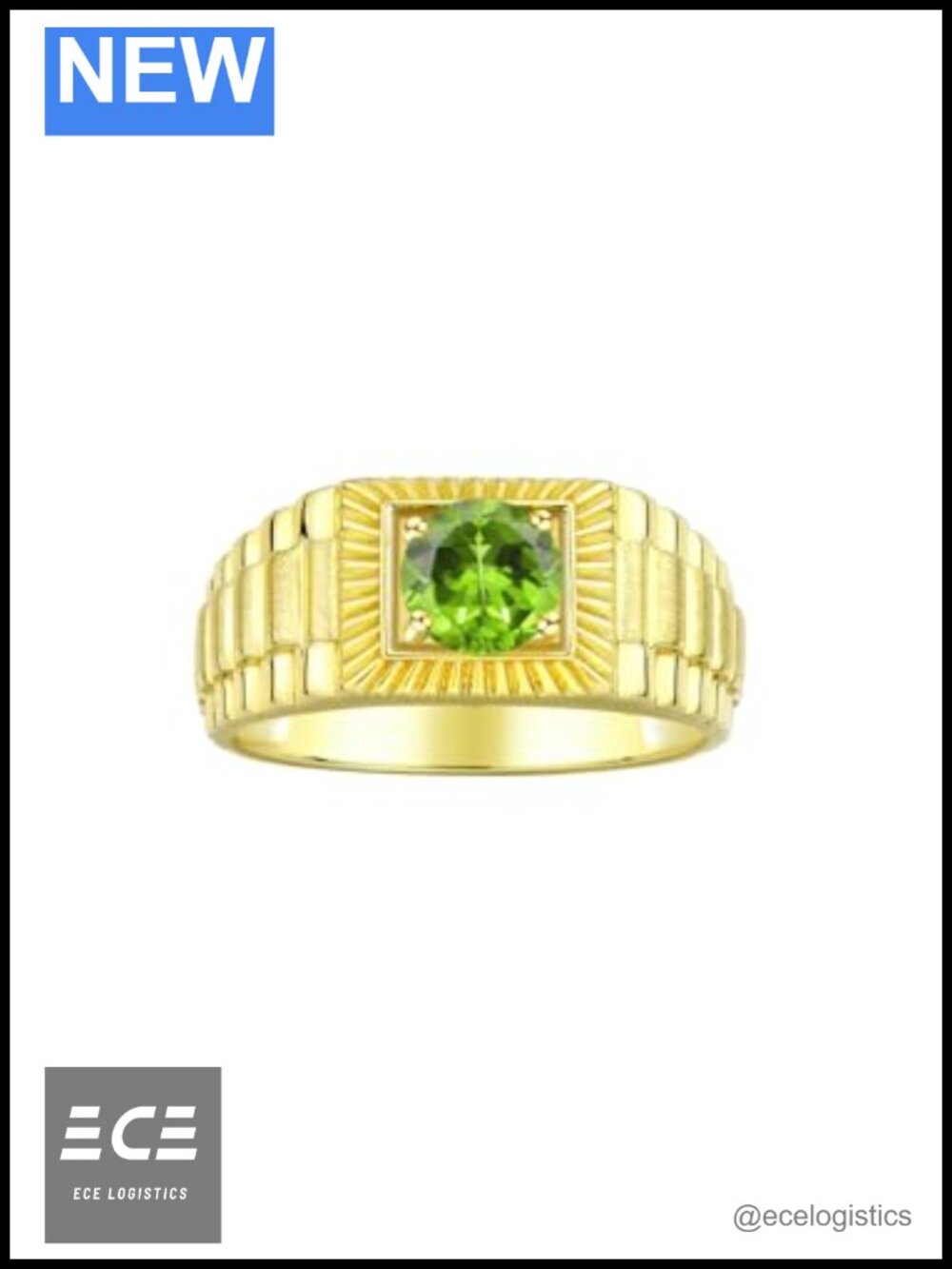 Yellow Gold Plated Silver 7MM Round Gemstone Ring Designer Birthstone